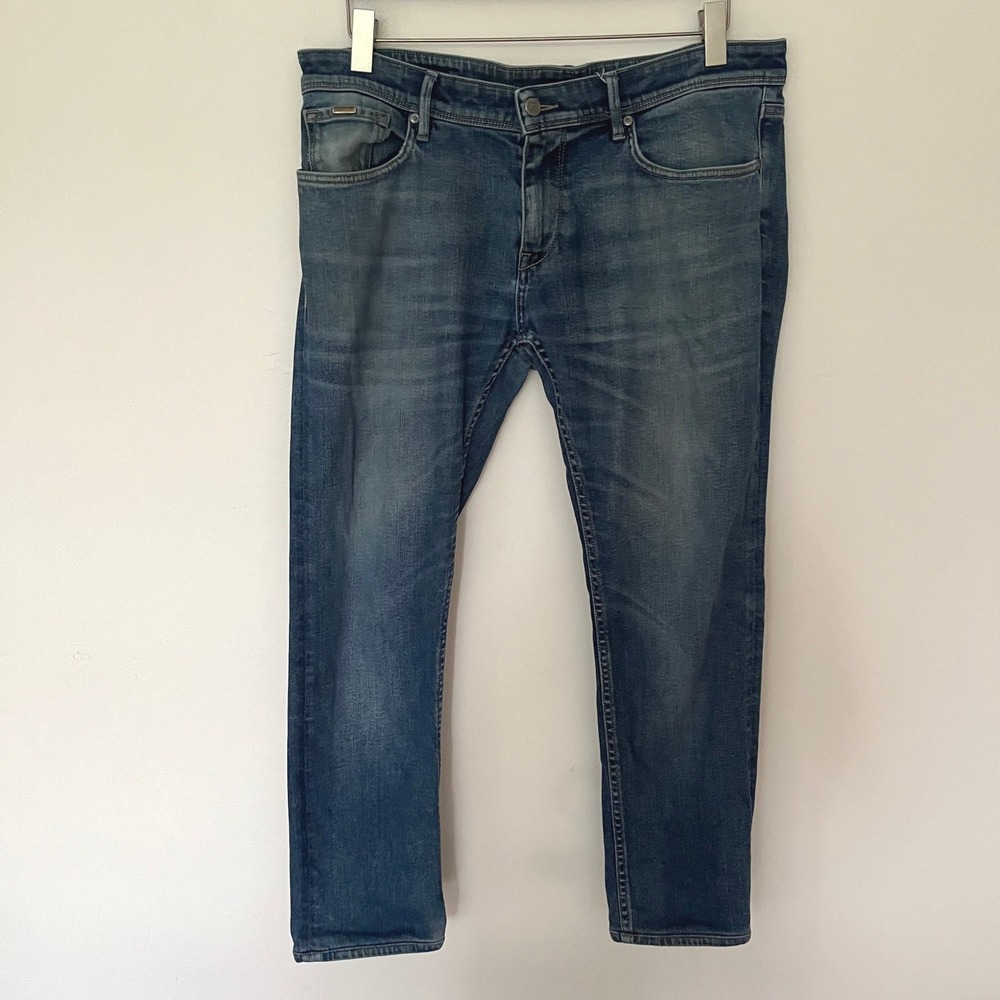 BOSS Hugo Boss Mens Slim Straight Leg Jeans Medium Blue Wash Denim 33x32
